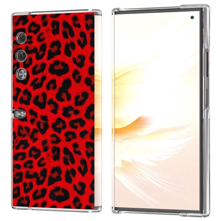 For Honor V Purse Case Leopard Pattern Leather+PC Matte Edge Protective Phone Cover