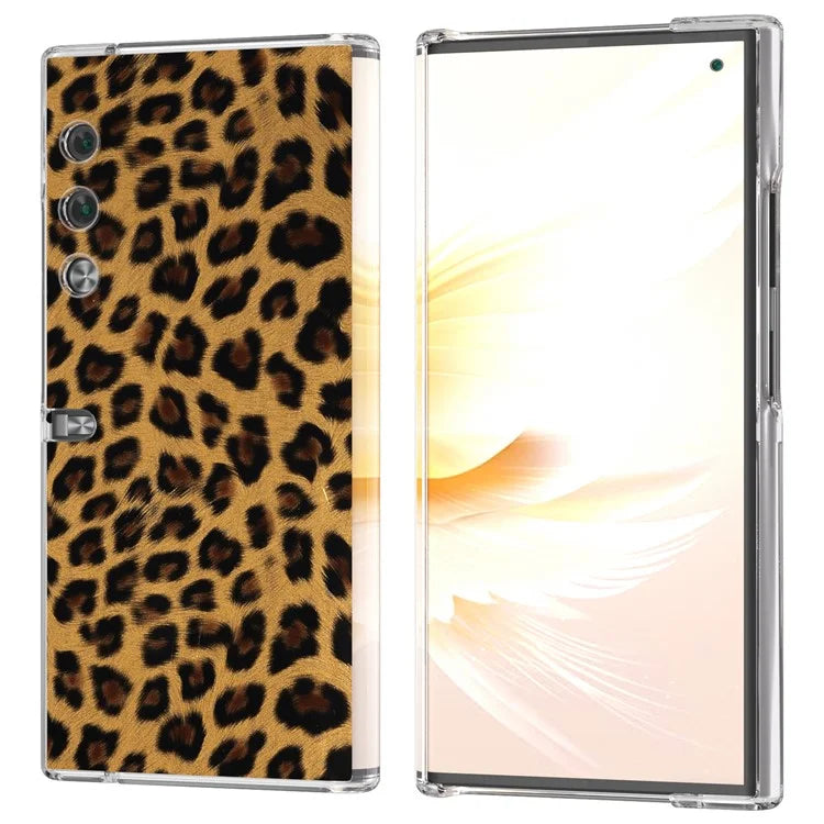 For Honor V Purse Case Leopard Pattern Leather+PC Matte Edge Protective Phone Cover