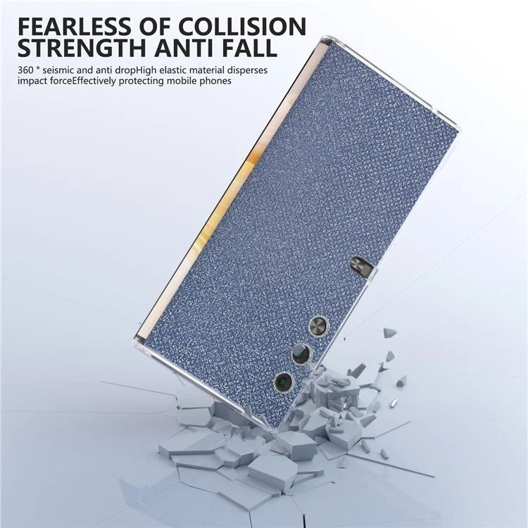 For Honor V Purse Case Rhinestone Texture Leather+PC Shockproof Phone Cover
