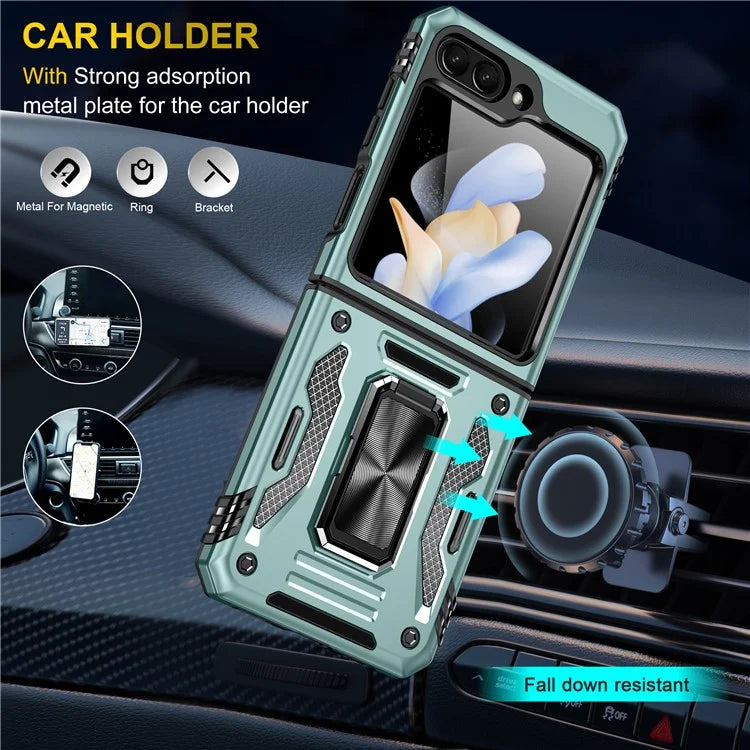 Armor Series For Samsung Galaxy Z Flip6 5G Case Ring Kickstand PC+TPU Phone Cover