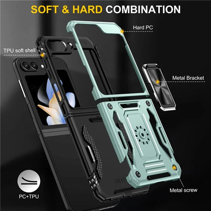 Armor Series For Samsung Galaxy Z Flip6 5G Case Ring Kickstand PC+TPU Phone Cover