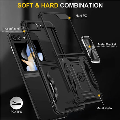 Armor Series For Samsung Galaxy Z Flip6 5G Case Ring Kickstand PC+TPU Phone Cover