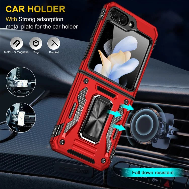 Armor Series For Samsung Galaxy Z Flip6 5G Case Ring Kickstand PC+TPU Phone Cover