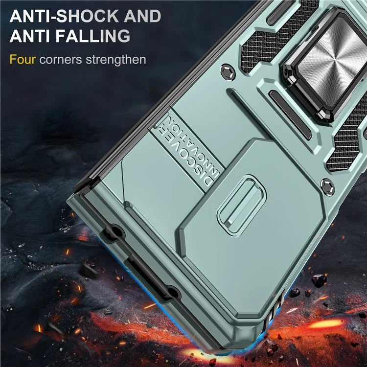 Armor Series For Samsung Galaxy Z Fold6 5G Kickstand Case Slide Lens Cover PC+TPU Phone Shell