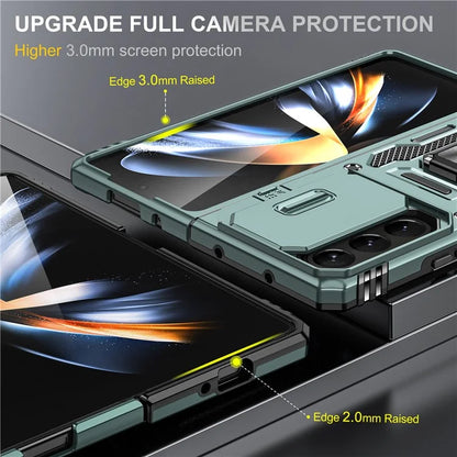 Armor Series For Samsung Galaxy Z Fold6 5G Kickstand Case Slide Lens Cover PC+TPU Phone Shell