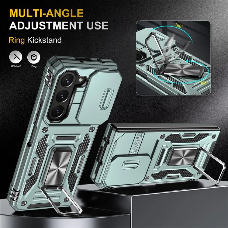 Armor Series For Samsung Galaxy Z Fold6 5G Kickstand Case Slide Lens Cover PC+TPU Phone Shell