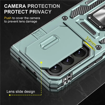 Armor Series For Samsung Galaxy Z Fold6 5G Kickstand Case Slide Lens Cover PC+TPU Phone Shell