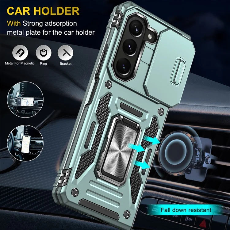 Armor Series For Samsung Galaxy Z Fold6 5G Kickstand Case Slide Lens Cover PC+TPU Phone Shell