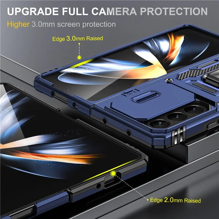 Armor Series For Samsung Galaxy Z Fold6 5G Kickstand Case Slide Lens Cover PC+TPU Phone Shell