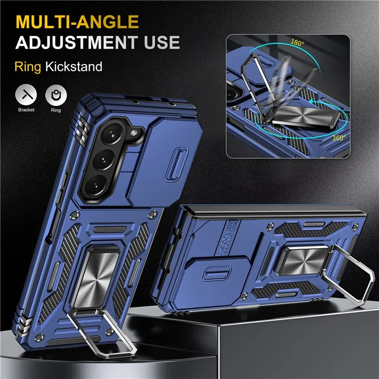 Armor Series For Samsung Galaxy Z Fold6 5G Kickstand Case Slide Lens Cover PC+TPU Phone Shell