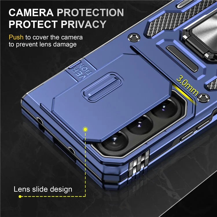 Armor Series For Samsung Galaxy Z Fold6 5G Kickstand Case Slide Lens Cover PC+TPU Phone Shell