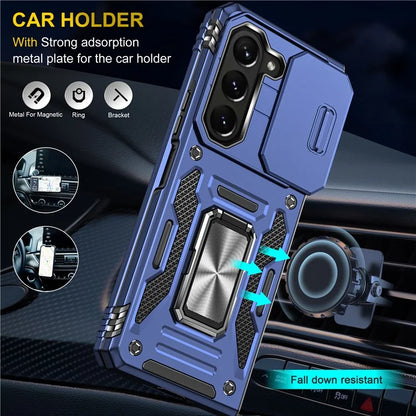Armor Series For Samsung Galaxy Z Fold6 5G Kickstand Case Slide Lens Cover PC+TPU Phone Shell