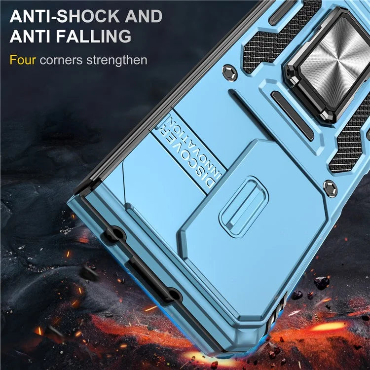 Armor Series For Samsung Galaxy Z Fold6 5G Kickstand Case Slide Lens Cover PC+TPU Phone Shell