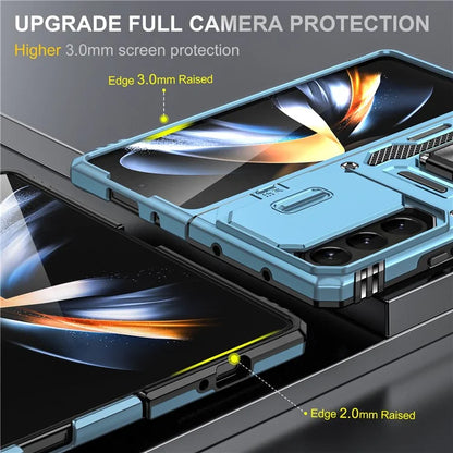 Armor Series For Samsung Galaxy Z Fold6 5G Kickstand Case Slide Lens Cover PC+TPU Phone Shell