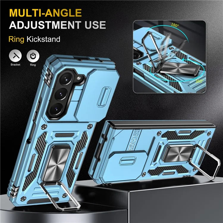 Armor Series For Samsung Galaxy Z Fold6 5G Kickstand Case Slide Lens Cover PC+TPU Phone Shell