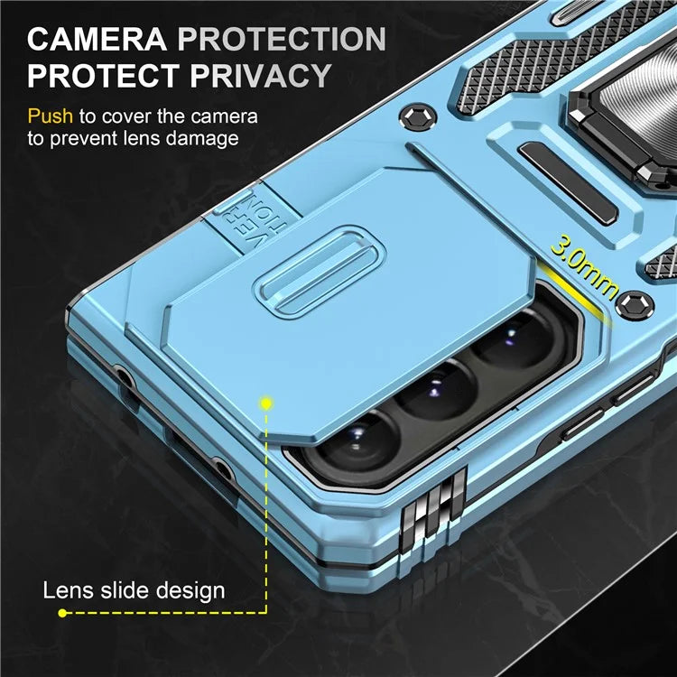 Armor Series For Samsung Galaxy Z Fold6 5G Kickstand Case Slide Lens Cover PC+TPU Phone Shell