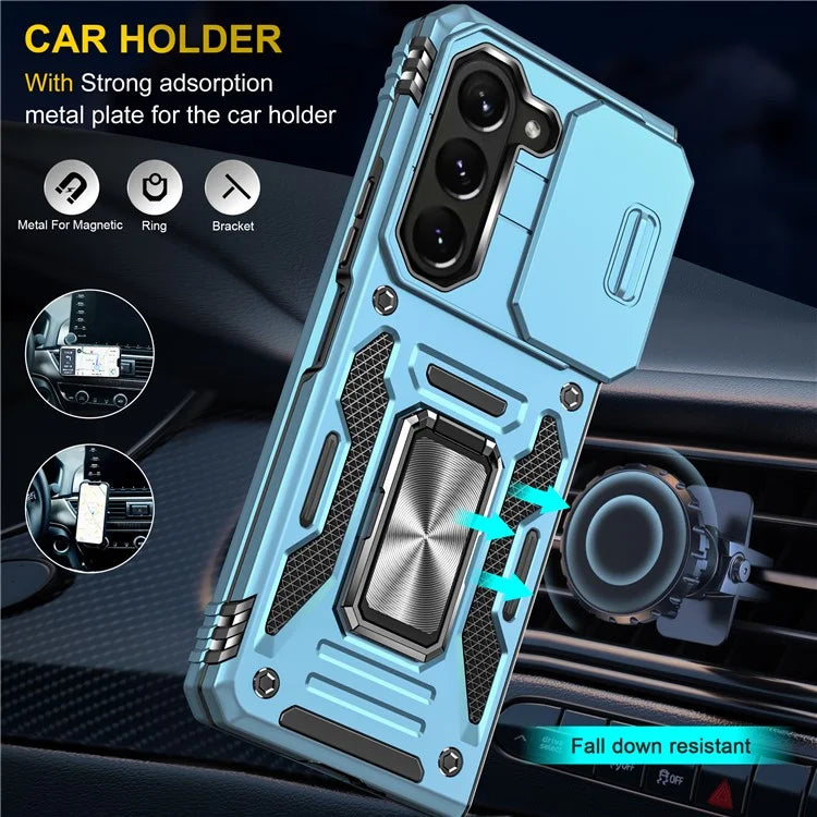 Armor Series For Samsung Galaxy Z Fold6 5G Kickstand Case Slide Lens Cover PC+TPU Phone Shell