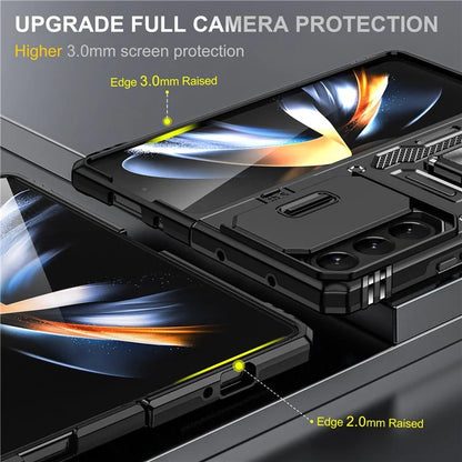 Armor Series For Samsung Galaxy Z Fold6 5G Kickstand Case Slide Lens Cover PC+TPU Phone Shell