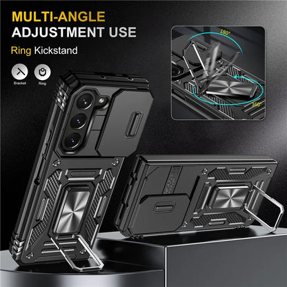 Armor Series For Samsung Galaxy Z Fold6 5G Kickstand Case Slide Lens Cover PC+TPU Phone Shell
