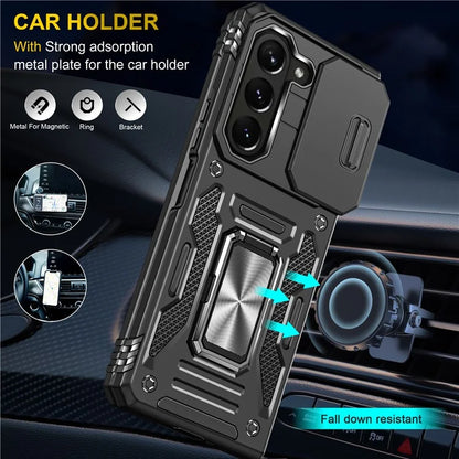 Armor Series For Samsung Galaxy Z Fold6 5G Kickstand Case Slide Lens Cover PC+TPU Phone Shell
