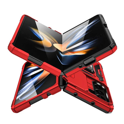 Armor Series For Samsung Galaxy Z Fold6 5G Kickstand Case Slide Lens Cover PC+TPU Phone Shell