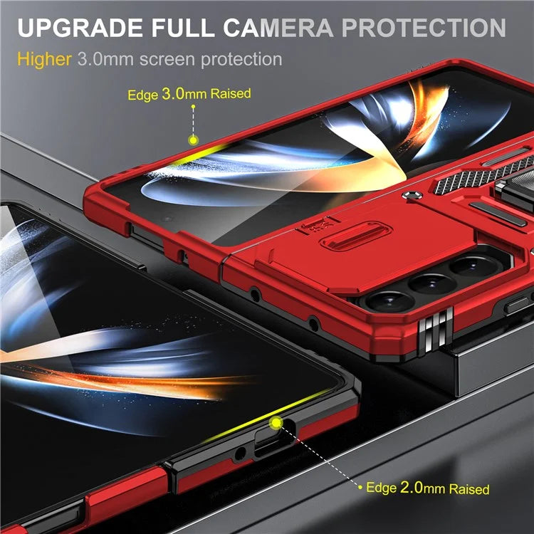 Armor Series For Samsung Galaxy Z Fold6 5G Kickstand Case Slide Lens Cover PC+TPU Phone Shell