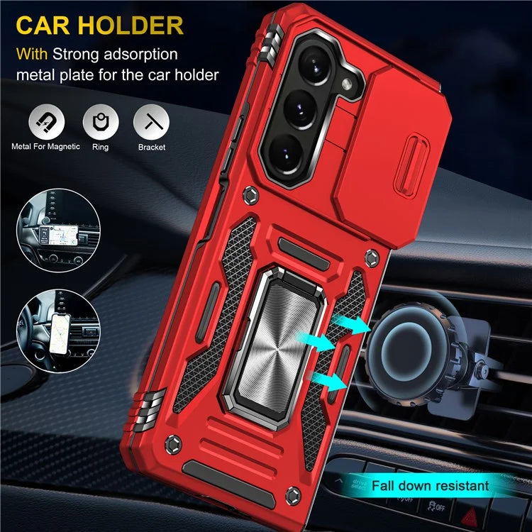Armor Series For Samsung Galaxy Z Fold6 5G Kickstand Case Slide Lens Cover PC+TPU Phone Shell