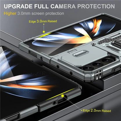 Armor Series For Samsung Galaxy Z Fold6 5G Kickstand Case Slide Lens Cover PC+TPU Phone Shell