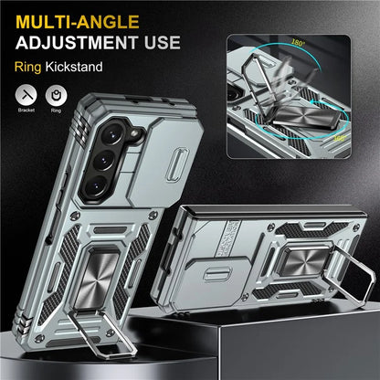 Armor Series For Samsung Galaxy Z Fold6 5G Kickstand Case Slide Lens Cover PC+TPU Phone Shell