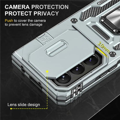 Armor Series For Samsung Galaxy Z Fold6 5G Kickstand Case Slide Lens Cover PC+TPU Phone Shell