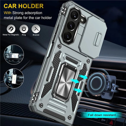 Armor Series For Samsung Galaxy Z Fold6 5G Kickstand Case Slide Lens Cover PC+TPU Phone Shell