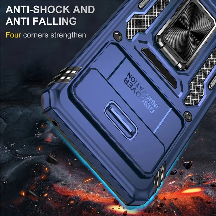 Armor Series For Google Pixel 8a Case PC+TPU Kickstand Phone Cover with Slide Lens Lid