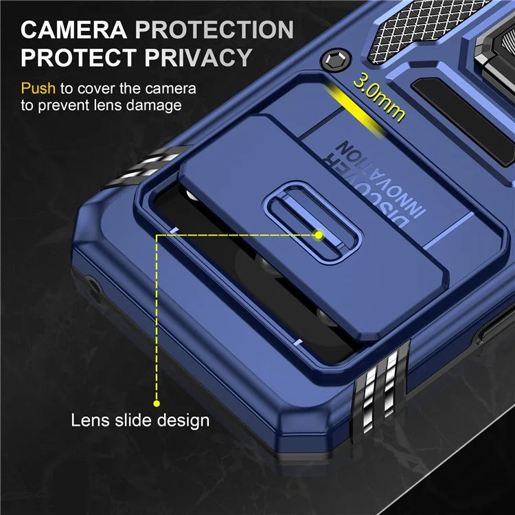 Armor Series For Google Pixel 8a Case PC+TPU Kickstand Phone Cover with Slide Lens Lid