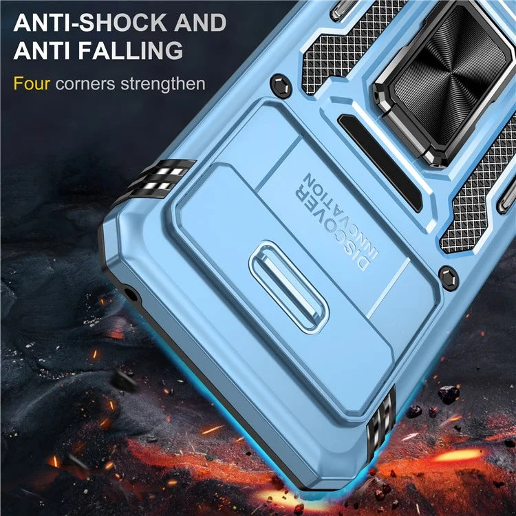 Armor Series For Google Pixel 8a Case PC+TPU Kickstand Phone Cover with Slide Lens Lid