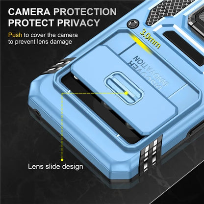 Armor Series For Google Pixel 8a Case PC+TPU Kickstand Phone Cover with Slide Lens Lid