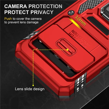 Armor Series For Google Pixel 8a Case PC+TPU Kickstand Phone Cover with Slide Lens Lid