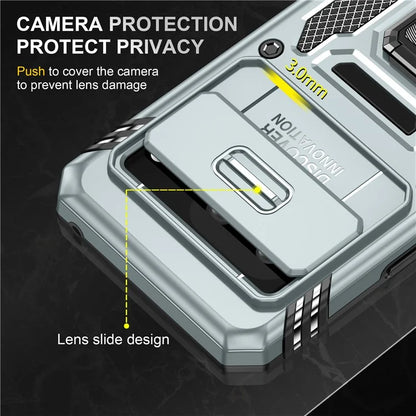 Armor Series For Google Pixel 8a Case PC+TPU Kickstand Phone Cover with Slide Lens Lid