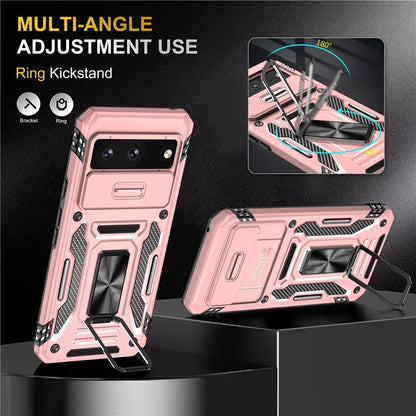 Armor Series For Google Pixel 8a Case PC+TPU Kickstand Phone Cover with Slide Lens Lid