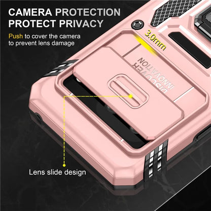 Armor Series For Google Pixel 8a Case PC+TPU Kickstand Phone Cover with Slide Lens Lid