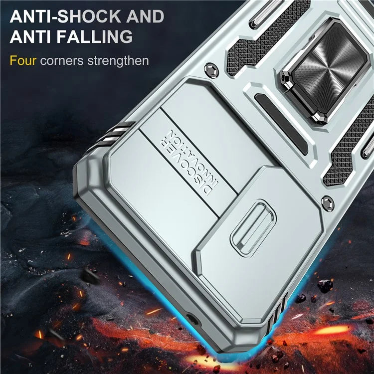 Armor Series For Samsung Galaxy A35 5G / A55 5G Kickstand Case Slide Lens Protection PC+TPU Phone Cover