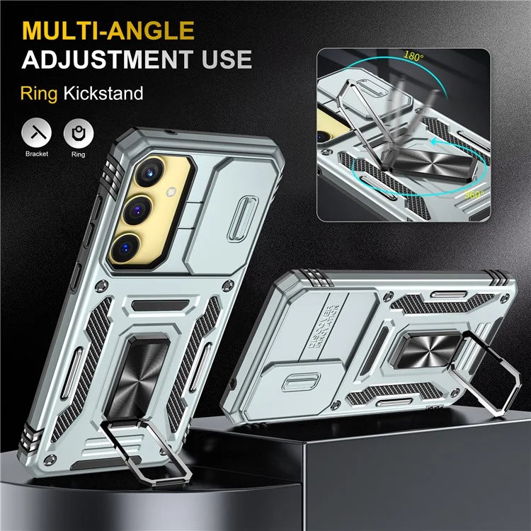 Armor Series For Samsung Galaxy A35 5G / A55 5G Kickstand Case Slide Lens Protection PC+TPU Phone Cover