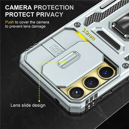 Armor Series For Samsung Galaxy A35 5G / A55 5G Kickstand Case Slide Lens Protection PC+TPU Phone Cover