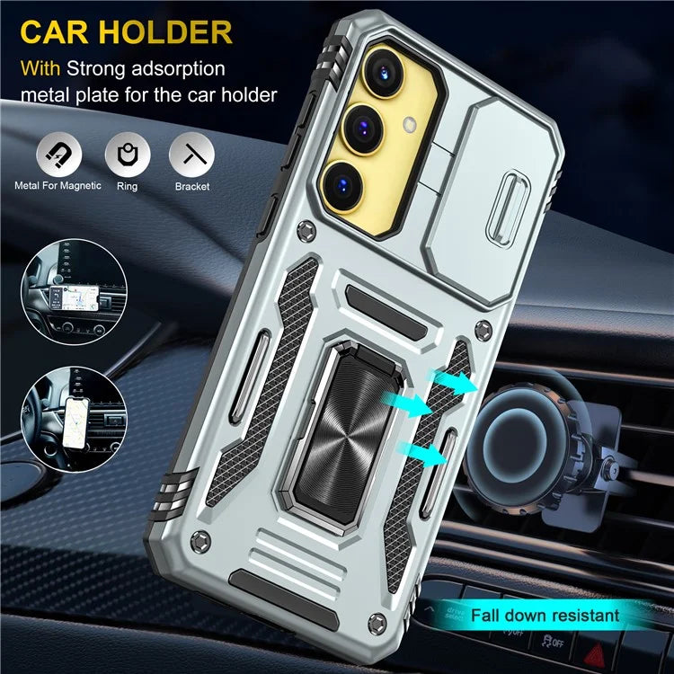 Armor Series For Samsung Galaxy A35 5G / A55 5G Kickstand Case Slide Lens Protection PC+TPU Phone Cover