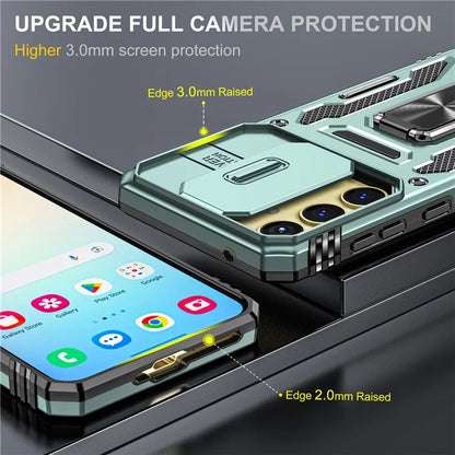 Armor Series For Samsung Galaxy A35 5G / A55 5G Kickstand Case Slide Lens Protection PC+TPU Phone Cover