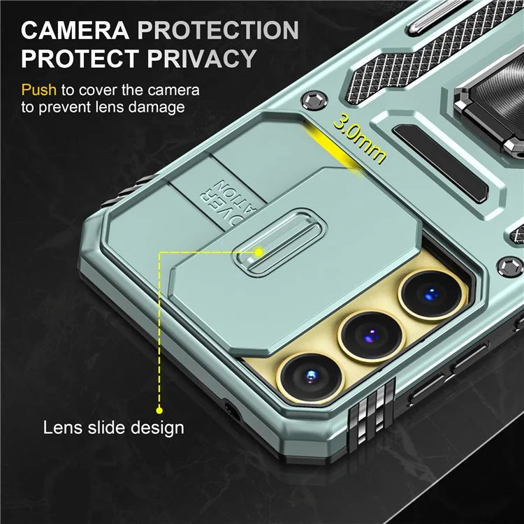 Armor Series For Samsung Galaxy A35 5G / A55 5G Kickstand Case Slide Lens Protection PC+TPU Phone Cover