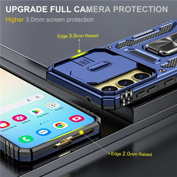 Armor Series For Samsung Galaxy A35 5G / A55 5G Kickstand Case Slide Lens Protection PC+TPU Phone Cover