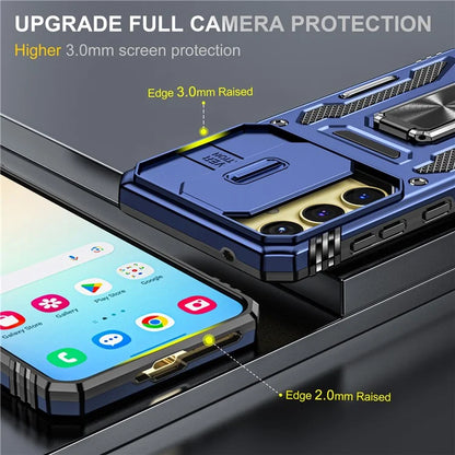Armor Series For Samsung Galaxy A35 5G / A55 5G Kickstand Case Slide Lens Protection PC+TPU Phone Cover