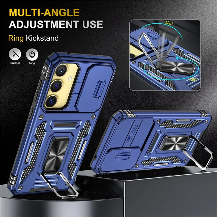 Armor Series For Samsung Galaxy A35 5G / A55 5G Kickstand Case Slide Lens Protection PC+TPU Phone Cover