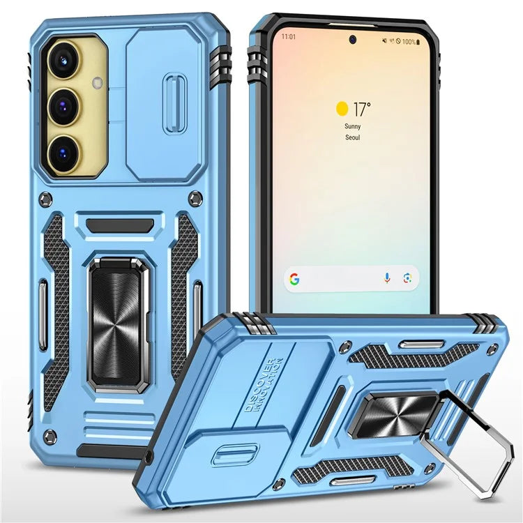 Armor Series For Samsung Galaxy A35 5G / A55 5G Kickstand Case Slide Lens Protection PC+TPU Phone Cover