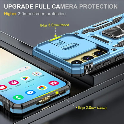 Armor Series For Samsung Galaxy A35 5G / A55 5G Kickstand Case Slide Lens Protection PC+TPU Phone Cover